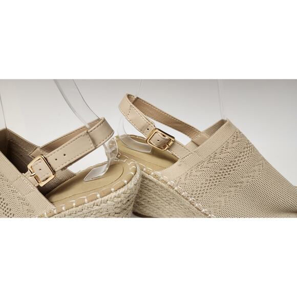 Women's Knit Espadrille Slingback Wedge Sandals 39/US 8 Color Tan - Picture 6 of 9